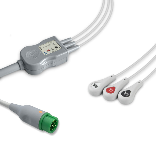 Mindray/Datascope ECG Direct-Connect Cable 3-Lead Adult/Pediatric Snap - 040-000965-00