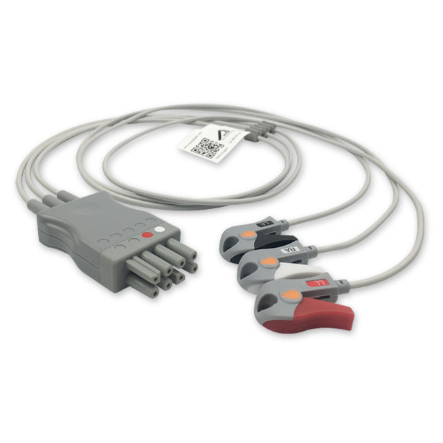 Nihon Kohden ECG Leadwire Cable 3-Lead Adult/Pediatric Pinch/Grabber - BR-903PA