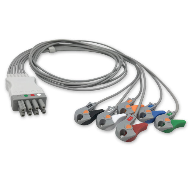 Nihon Kohden ECG Leadwire Cable 6-Lead Adult/Pediatric Pinch/Grabber - BR-906PA