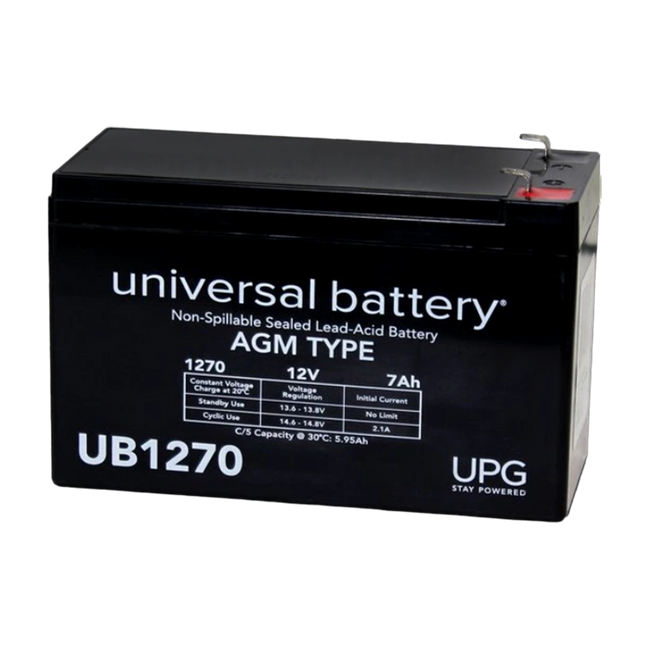 Universal Sealed Lead Acid Battery, 12 V, 7Ah, UB1270, F1 Faston Tab Terminal, AGM Type Battery