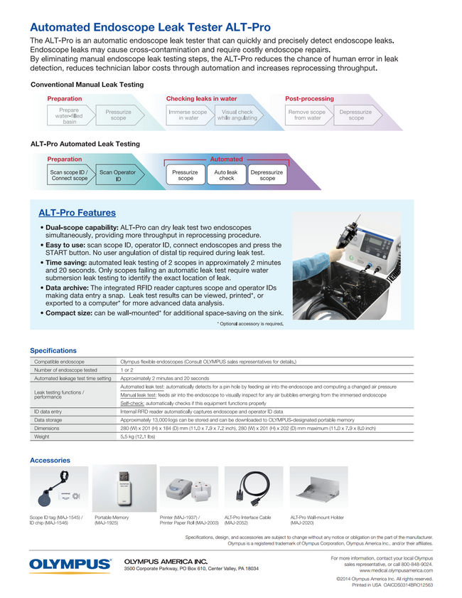 Olympus ALT-Pro Automated Endoscope Leak Tester