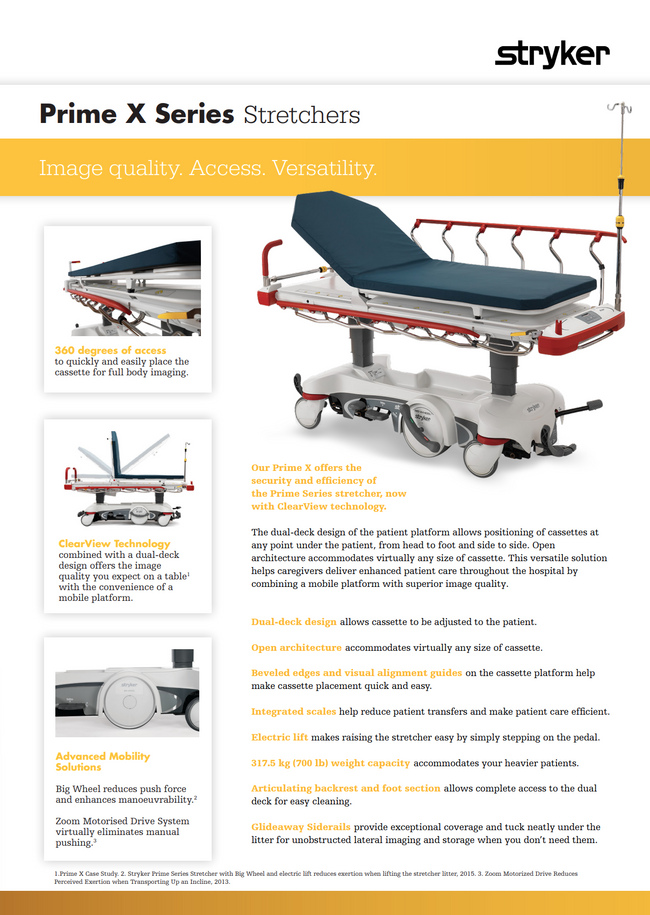 Stryker 1105X Prime X-Ray Series w/ 5th Wheel Stretcher