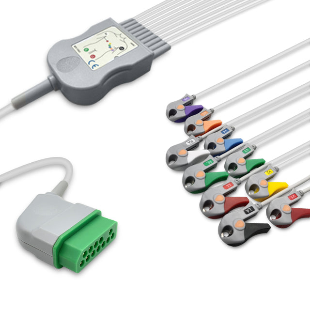 Nihon Kohden EKG Direct-Connect Cable One-Piece 10-Lead Adult/Pediatric Pinch/Grabber - BJ-900PA