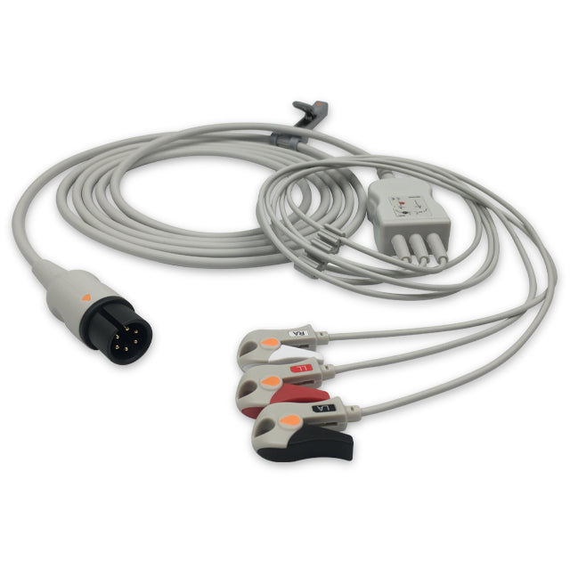 AAMI ECG Direct-Connect One Piece Cable 3-Lead Adult Pinch/Grabber
