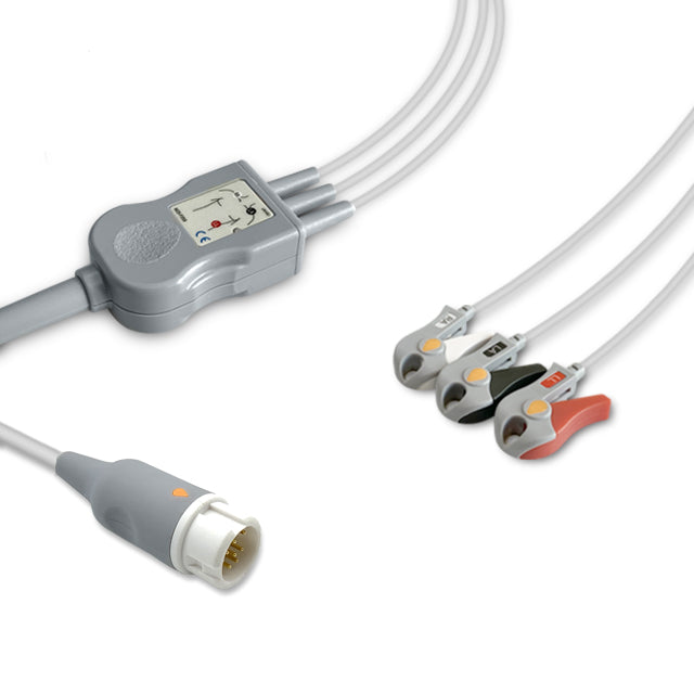 Philips ECG Direct-Connect Cable One-Piece 3-Lead Adult/Pediatric Pinch/Grabber - 989803143181
