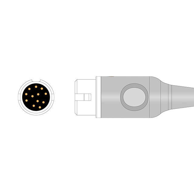 Philips ECG Direct-Connect Cable One-Piece 3-Lead Adult Snap - M1972A