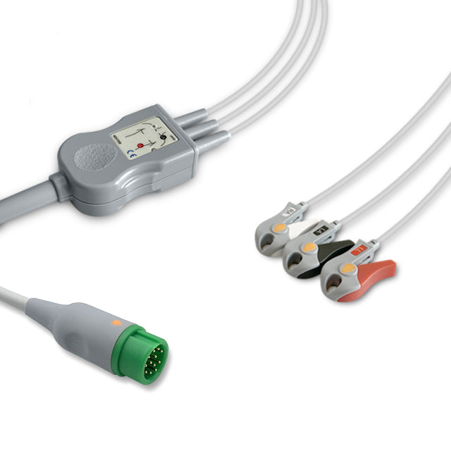 Mindray / Datascope ECG Direct-Connect Cable 3-Lead Adult/Pediatric Pinch/Grabber - 040-000964-00