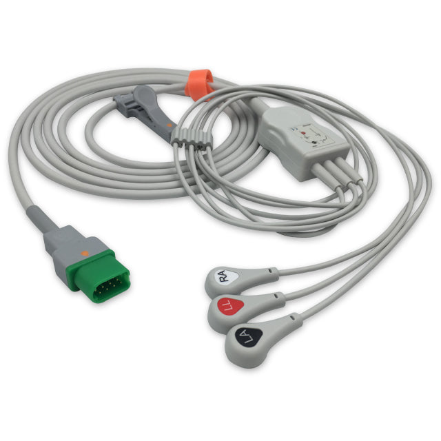 Mindray / Datascope ECG Direct-Connect Cable One-Piece 3-Lead Adult/Pediatric Snap - C2326S0