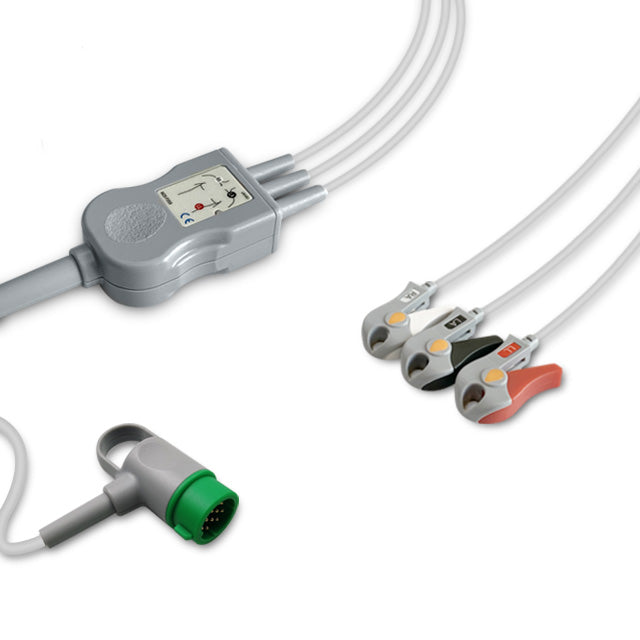 Physio-Control ECG Direct-Connect Cable 3-Lead Adult/Pediatric Pinch/Grabber