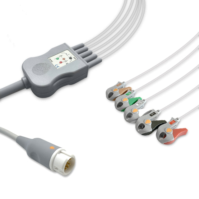 Philips ECG Direct-Connect Cable One-Piece 5-Lead Adult/Pediatric Pinch/Grabber - 989803143201 / M1975A
