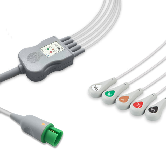 Spacelabs/AAMI ECG Direct-Connect Cable One-Piece 5-Lead Adult/Pediatric Snap - CB-72596R