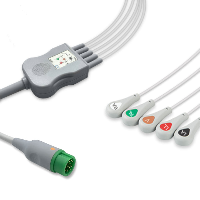 Mindray/Datascope ECG Direct-Connect Cable One-Piece 5-Lead Adult/Pediatric Snap - 040-000961-00