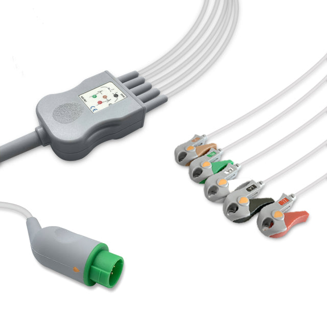 Fukuda Denshi ECG Direct-Connect Cable 5-Lead Adult/Pediatric Pinch/Grabber