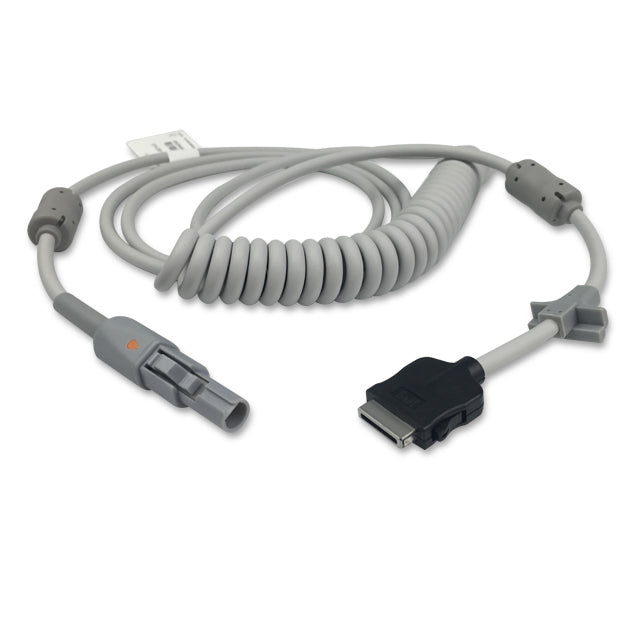 GE Marquette EKG Trunk Cable CAM-14 Coiled Short Adult/Pediatric 9-Pin Lemo Connector - 2016560-001