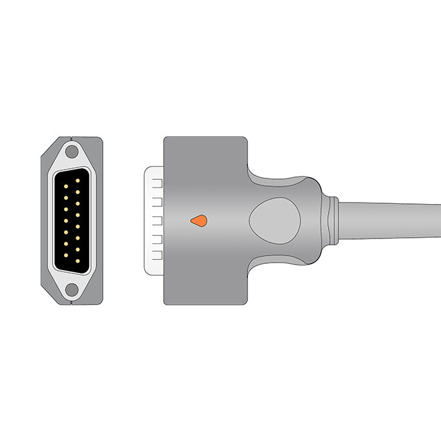 GE Marquette EKG Trunk Cable 10-Lead Adult Twin Pin Connector - 22341809