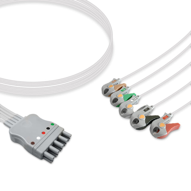 Philips ECG Leadwire Cable 5-Lead Adult/Pediatric Pinch/Grabber (Grouped) - M1623A