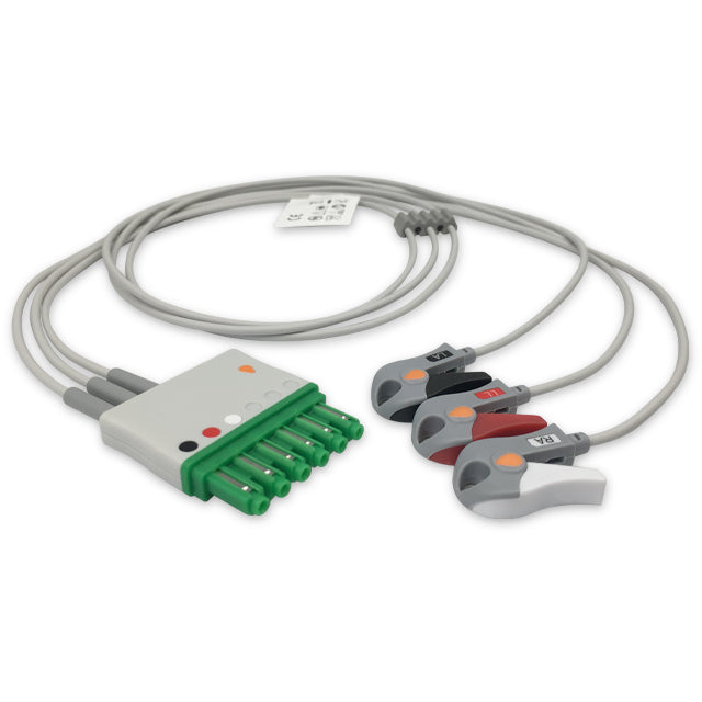 Draeger / Siemens ECG Leadwire Cable 3-Lead Adult/Pediatric Pinch/Grabber (Molded) - MP03402