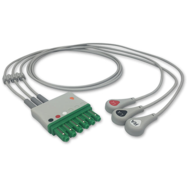 Draeger / Siemens ECG Leadwire Cable 3-Lead Adult/Pediatric Snap (Molded) - MS14556