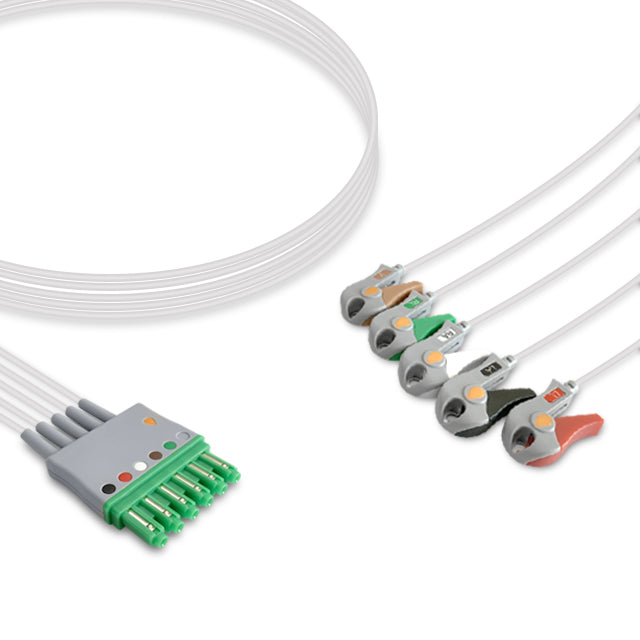 Draeger/Siemens ECG Leadwire Cable 5-Lead Adult/Pediatric Pinch/Grabber (Molded) - MP03404