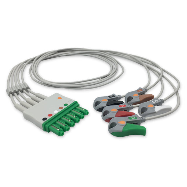 Draeger / Siemens ECG Leadwire Cable 5-Lead Adult/Pediatric Pinch/Grabber (Molded) - MP03404