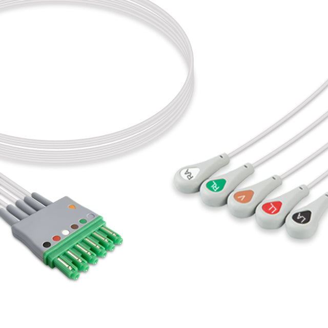 Draeger/Siemens ECG Leadwire Cable 5-Lead Adult/Pediatric Snap (Molded) - MS14560