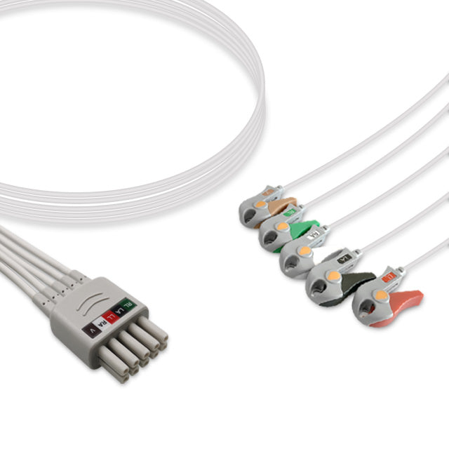 Mindray / Datascope ECG Leadwire Cable 5-Lead Adult/Pediatric Pinch/Grabber - 0012-00-1514-03