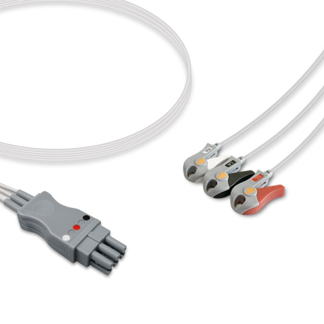 GE Datex-Ohmeda ECG 3-Leadwire Cable Adult/Pediatric Pinch/Grabber - 545317-HEL