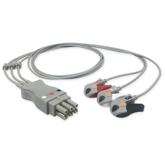 GE Datex-Ohmeda ECG 3-Leadwire Cable Adult/Pediatric Pinch/Grabber - 545317-HEL