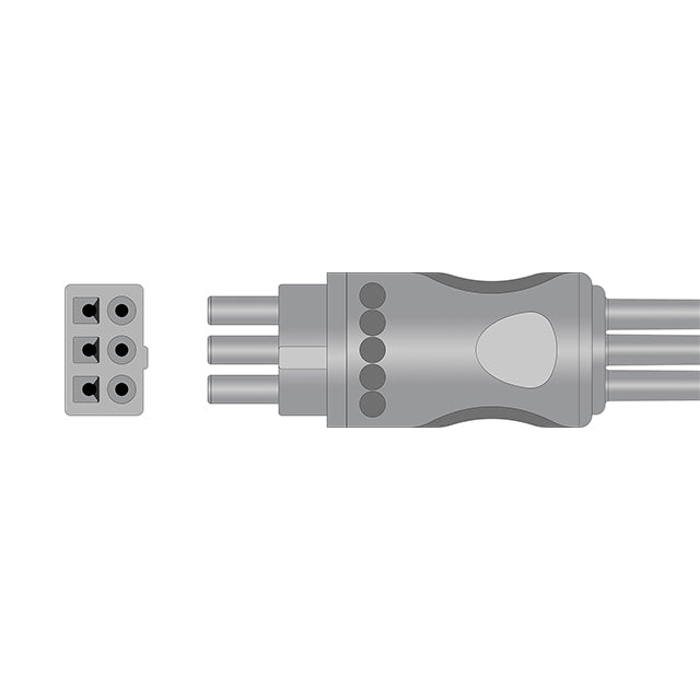 GE Datex-Ohmeda ECG Leadwire Cable 3-Lead Adult/Pediatric Snap - 545327-HEL