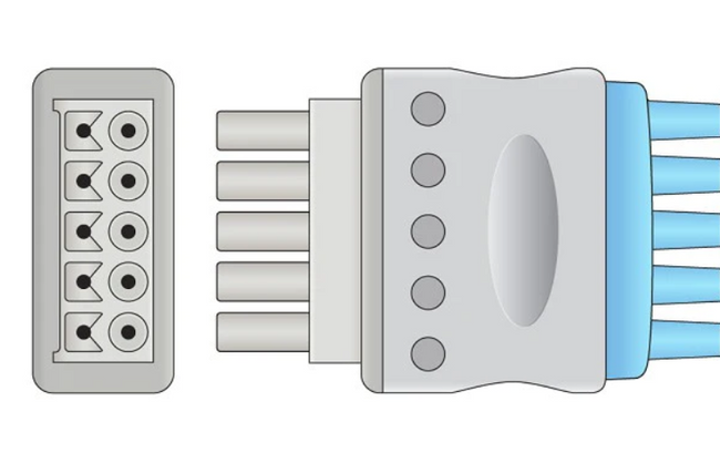 GE Datex-Ohmeda ECG 5-Leadwire Cable Adult/Pediatric Pinch/Grabber (Grouped) - 545318