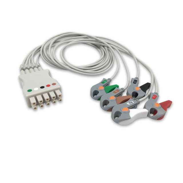 GE Marquette ECG Leadwire Cable 5-Lead Adult/Pediatric Pinch/Grabber (Grouped) - 2106389-001