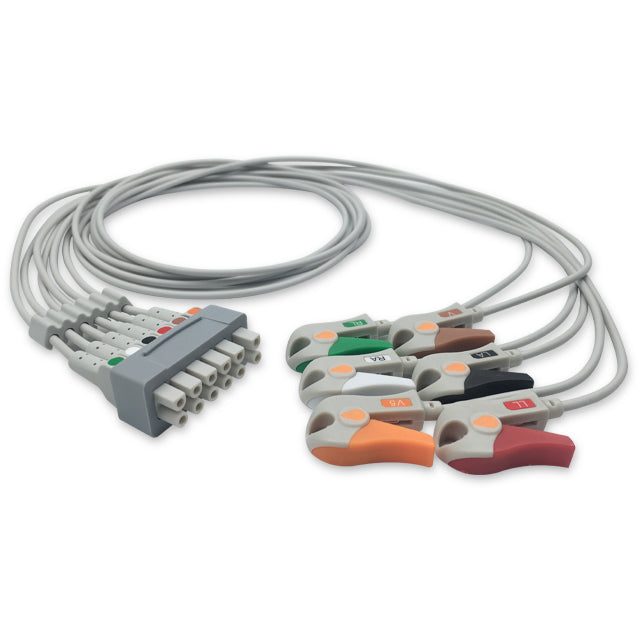 GE Marquette ECG Leadwire Cable 6-Lead Adult/Pediatric Pinch/Grabber - 421932-001