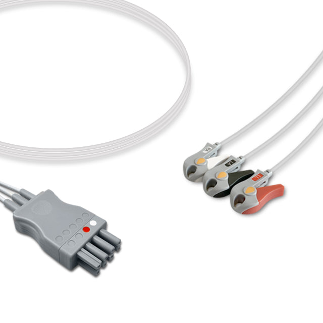 Nihon Kohden ECG Leadwire Cable 3-Lead Adult/Pediatric Pinch/Grabber - BR-903PA