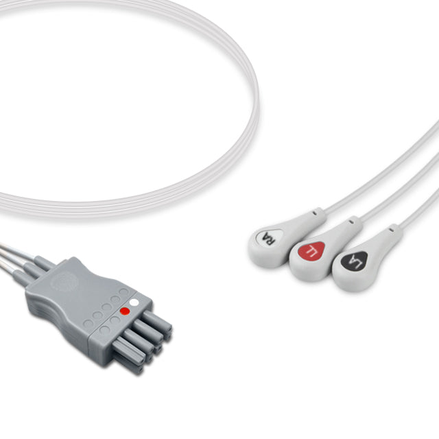 Nihon Kohden ECG Leadwire Cable 3-Lead Adult/Pediatric Snap - BR-913PA