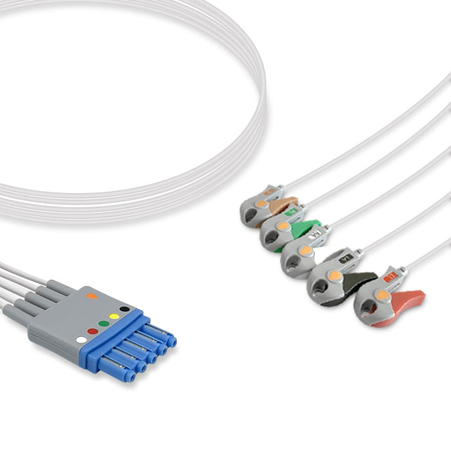 Philips ECG Leadwire Cable 5-Lead Adult/Pediatric Pinch/Grabber - M1968A