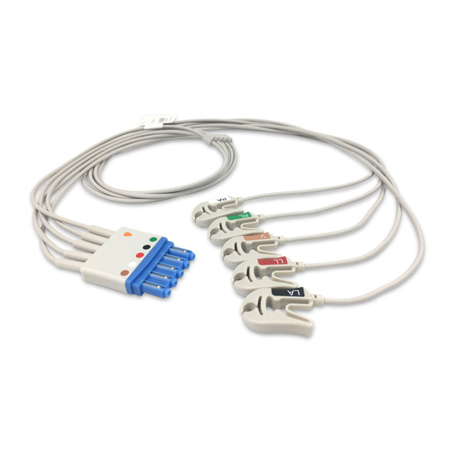 Philips ECG Leadwire Cable 5-Lead Adult/Pediatric Pinch/Grabber - M1968A