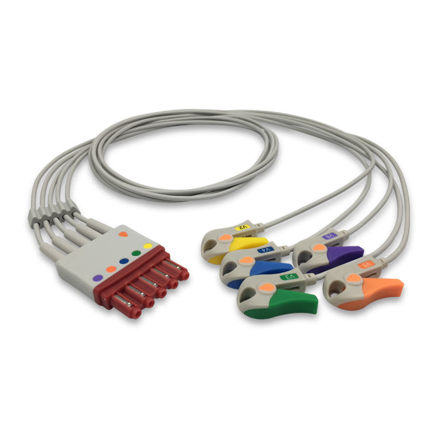 Philips ECG Leadwire Cable 5-Lead Adult/Pediatric Pinch/Grabber (V2-V6) - M1976A