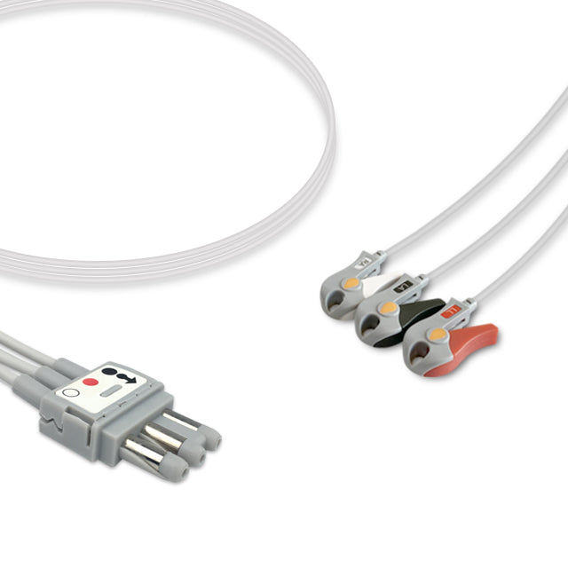 Spacelabs ECG Leadwire Cable 3-Lead Adult/Pediatric Pinch/Grabber (Molded) - 700-0006-35