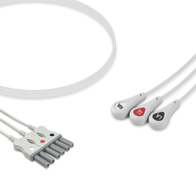 Spacelabs ECG Leadwire Cable 3-Lead GE TruLink Adult Snap - 700-0007-00