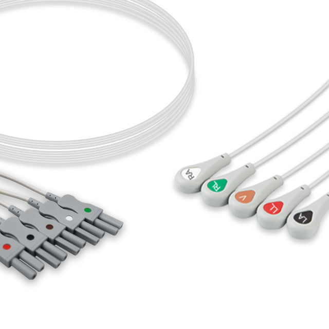 Spacelabs ECG Leadwire Cable 5-Lead Adult/Pediatric Snap - 700-0007-08