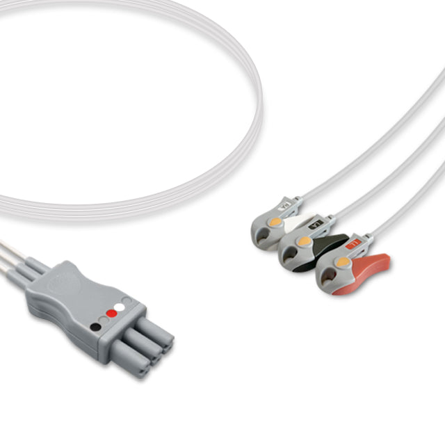 Draeger/Siemens ECG Leadwire Cable 3-Lead Adult/Pediatric Pinch/Grabber
