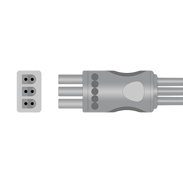 Draeger/Siemens ECG Leadwire Cable 3-Lead Adult/Pediatric Pinch/Grabber