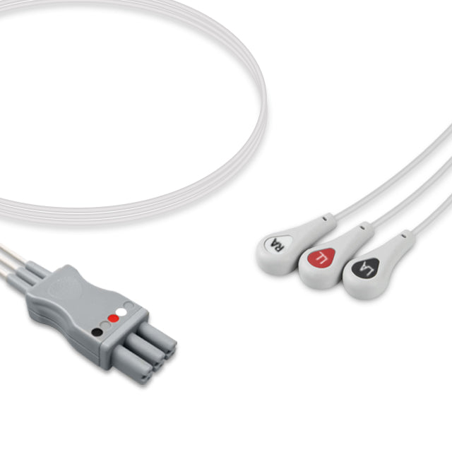 Draeger / Siemens ECG Leadwire Cable 3-Lead Adult/Pediatric Snap