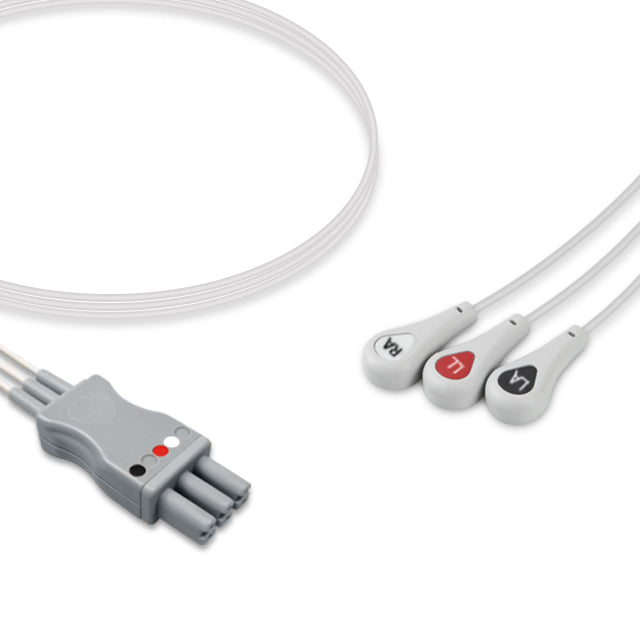 Draeger/Siemens ECG Leadwire Cable 3-Lead Adult/Pediatric Snap