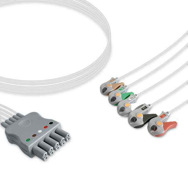 Draeger/Siemens ECG Leadwire Cable 5-Lead Adult/Pediatric Pinch/Grabber - MP03414