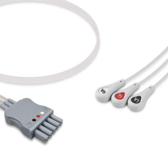 Draeger / Siemens ECG Leadwire Cable 3-Lead Adult/Pediatric Snap - 5956441