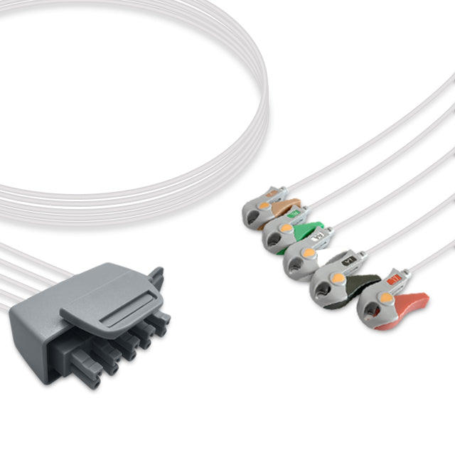 Philips ECG Telemetry Leadwire Cable 5-Lead Adult/Pediatric Pinch/Grabber - M2593A