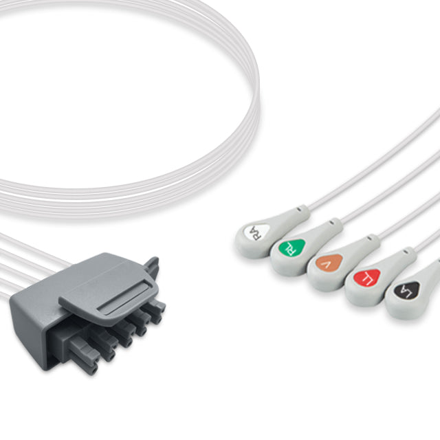 Philips ECG Telemetry Leadwire Cable 5-Lead Adult/Pediatric Snap - M2592A