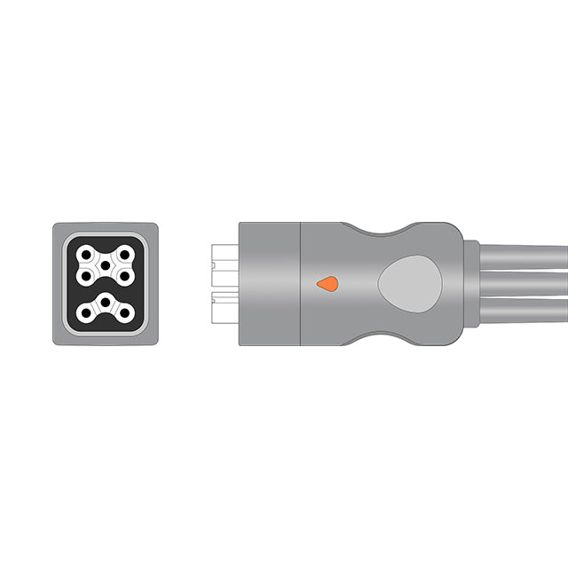 GE Marquette ECG Telemetry Leadwire Cable 3-Lead Adult/Pediatric Pinch/Grabber - 394111-013