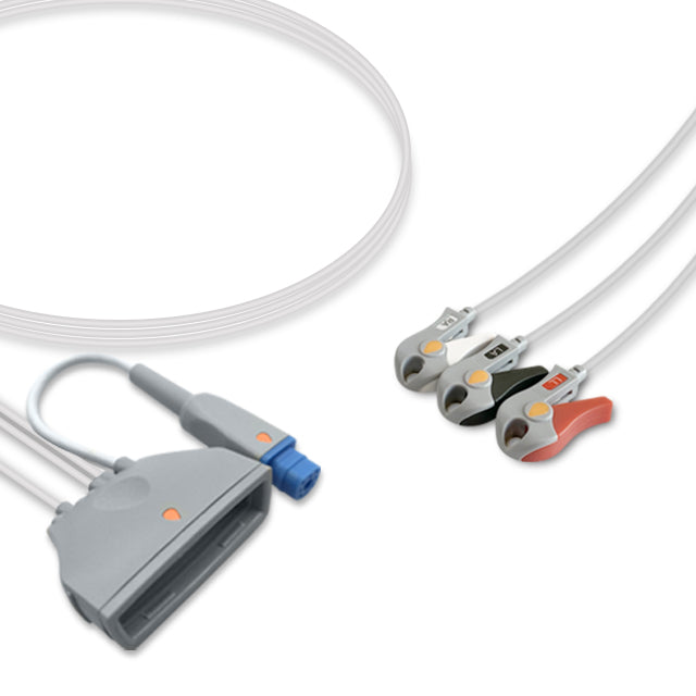 Philips ECG Telemetry Leadwire Cable 3-Lead Adult/Pediatric Pinch/Grabber w/ SpO2 - 989803171811
